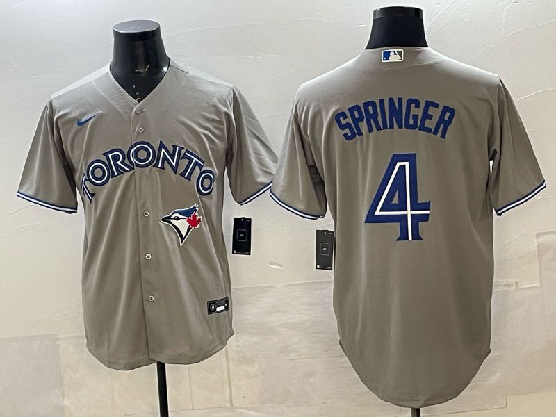 Men 2025 Nike Toronto Blue Jays #4 Springer Grey Game MLB Jersey 01->toronto blue jays->MLB Jersey